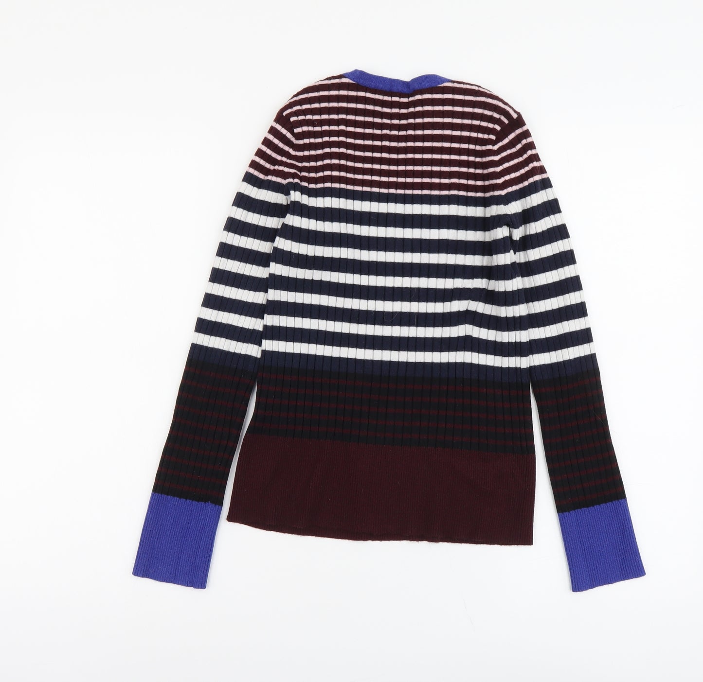 Warehouse Womens Multicoloured Round Neck Striped Viscose Pullover Jumper Size 12