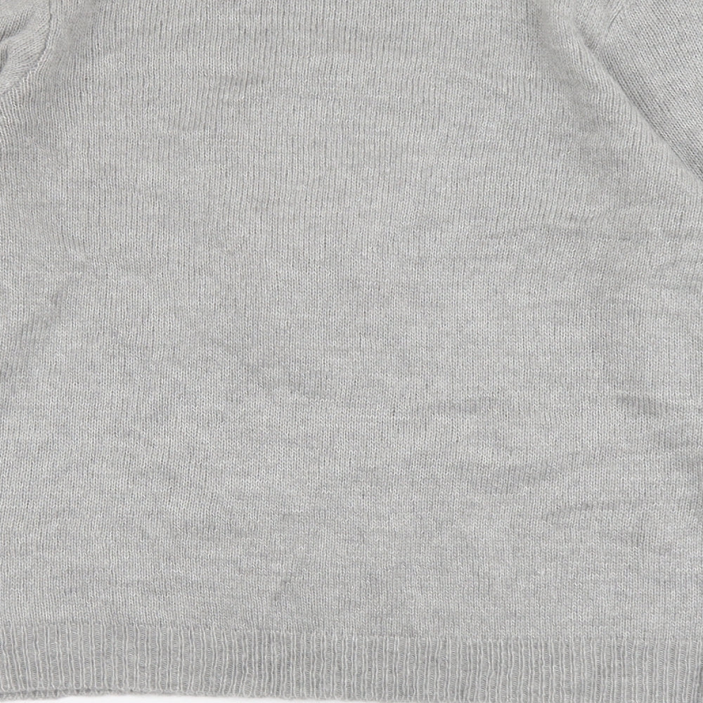 Select Womens Grey Round Neck Acrylic Pullover Jumper Size L - Christmas Penguin