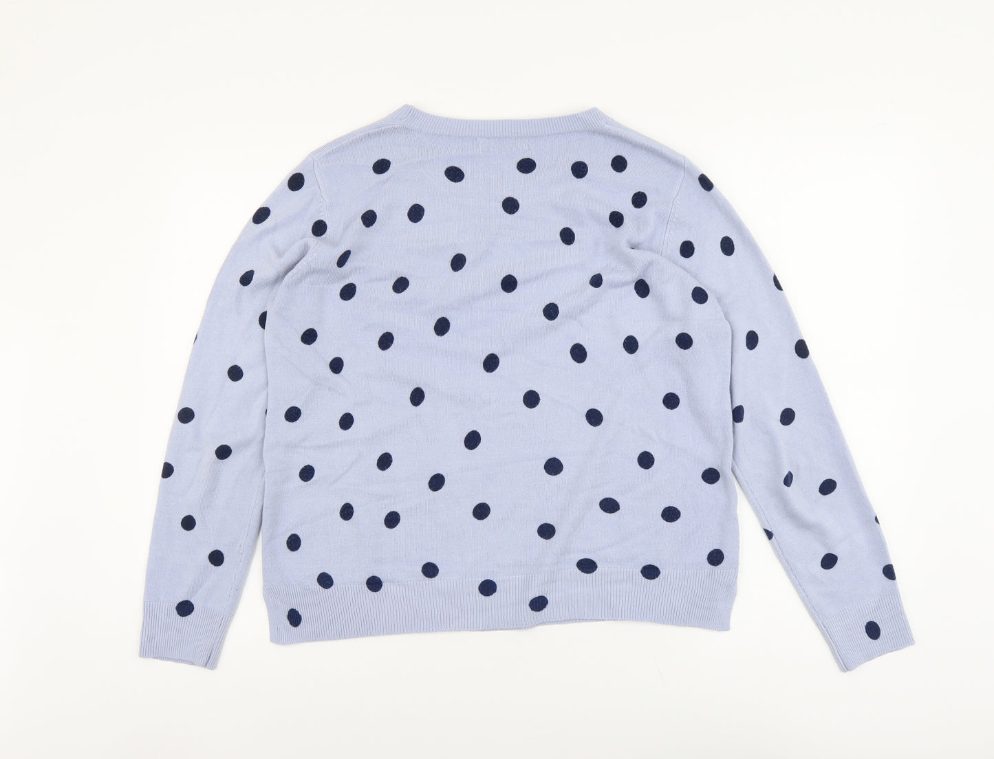 Marks and Spencer Womens Blue Roll Neck Polka Dot Acrylic Pullover Jumper Size 12