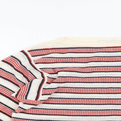 Paris Atelier Womens Multicoloured Round Neck Striped Cotton Pullover Jumper Size S