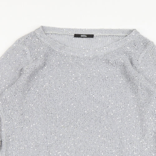 Marks and Spencer Womens Grey Scoop Neck Polyester Pullover Jumper Size 14