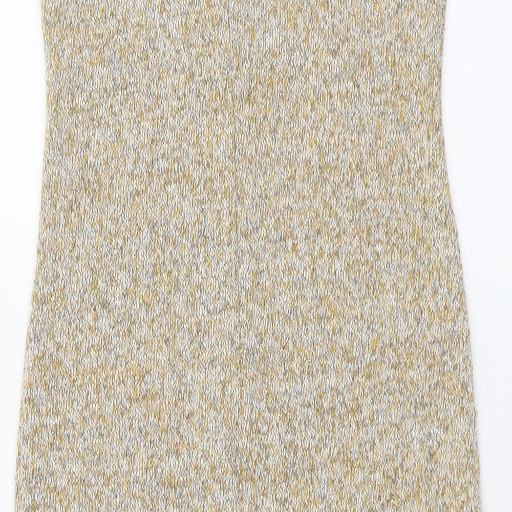 Mango Womens Yellow Polyester A-Line Size S Scoop Neck Pullover