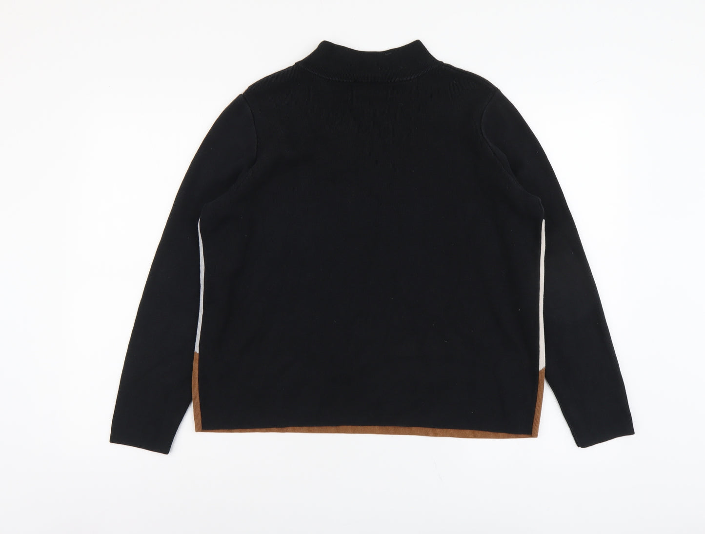 Wallis Womens Multicoloured Mock Neck Cotton Pullover Jumper Size 14 - Colour Block