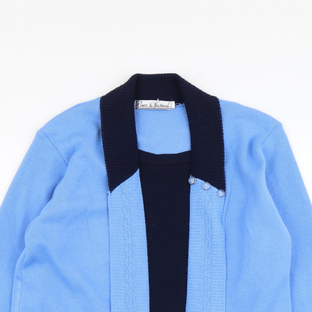 Pure&Natural Womens Blue V-Neck Acrylic Cardigan Jumper Size M