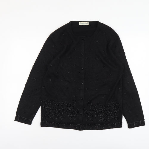 Jumper Womens Black Round Neck Acrylic Cardigan Jumper Size M