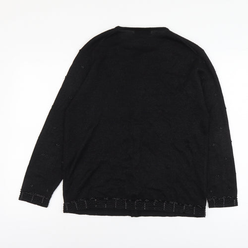 Jumper Womens Black Round Neck Acrylic Cardigan Jumper Size M