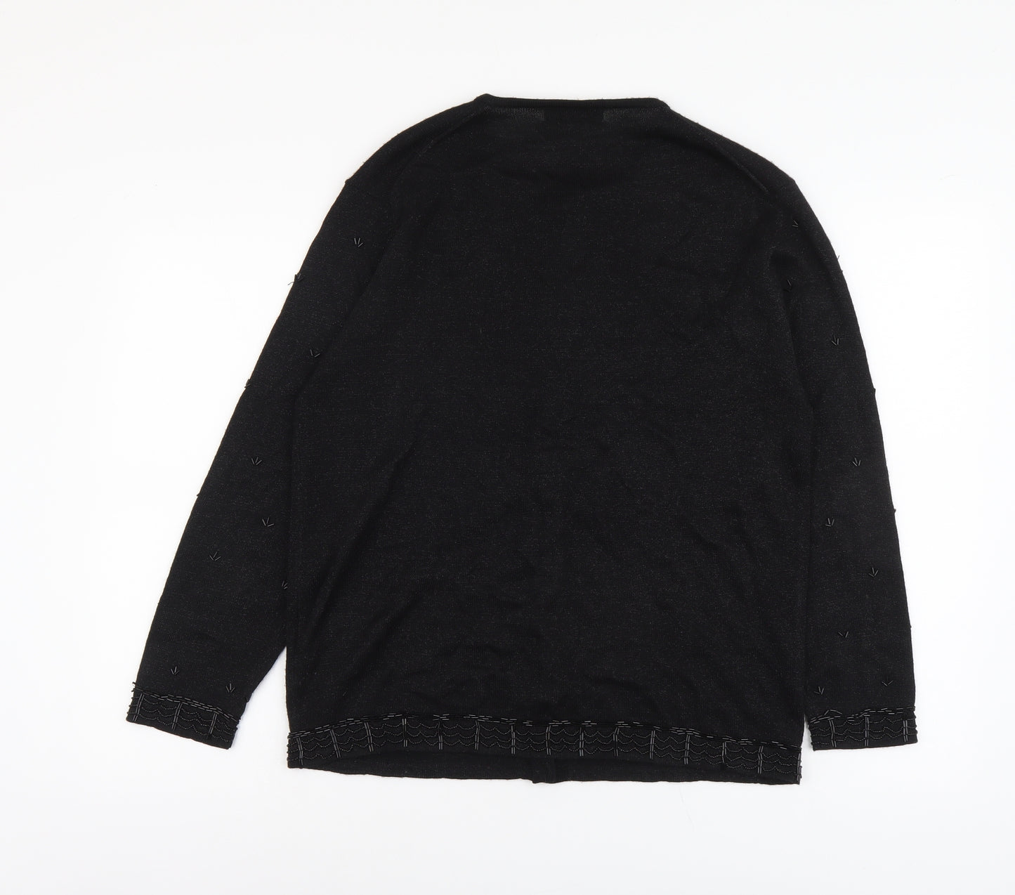 Jumper Womens Black Round Neck Acrylic Cardigan Jumper Size M