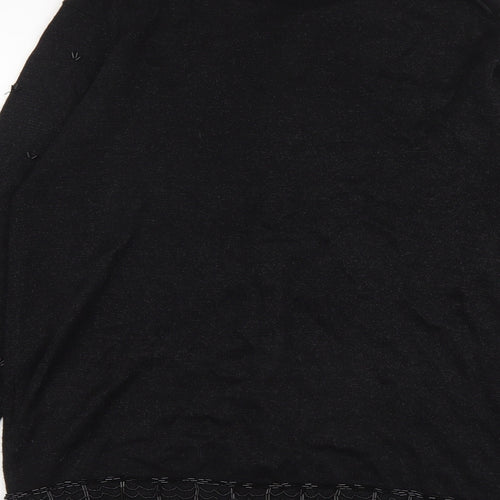 Jumper Womens Black Round Neck Acrylic Cardigan Jumper Size M