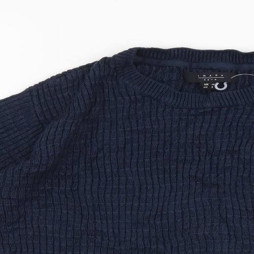 Amara Reya Womens Blue Roll Neck Acrylic Pullover Jumper Size 10