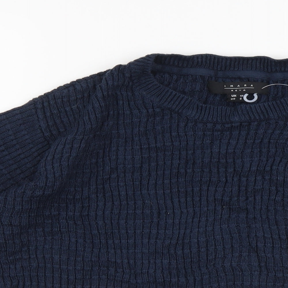 Amara Reya Womens Blue Roll Neck Acrylic Pullover Jumper Size 10