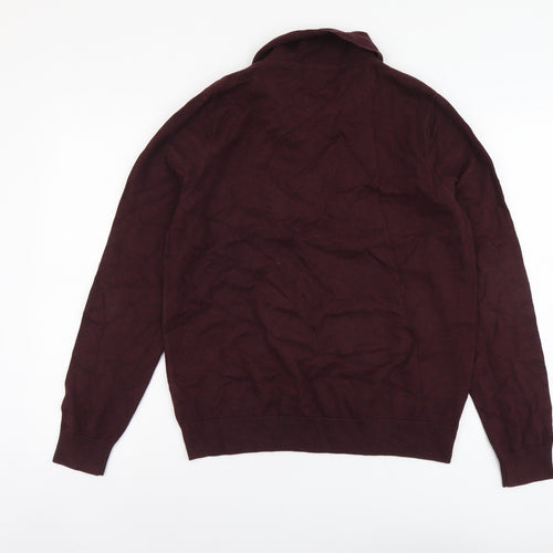 Marks and Spencer Mens Purple V-Neck Cotton Pullover Jumper Size M
