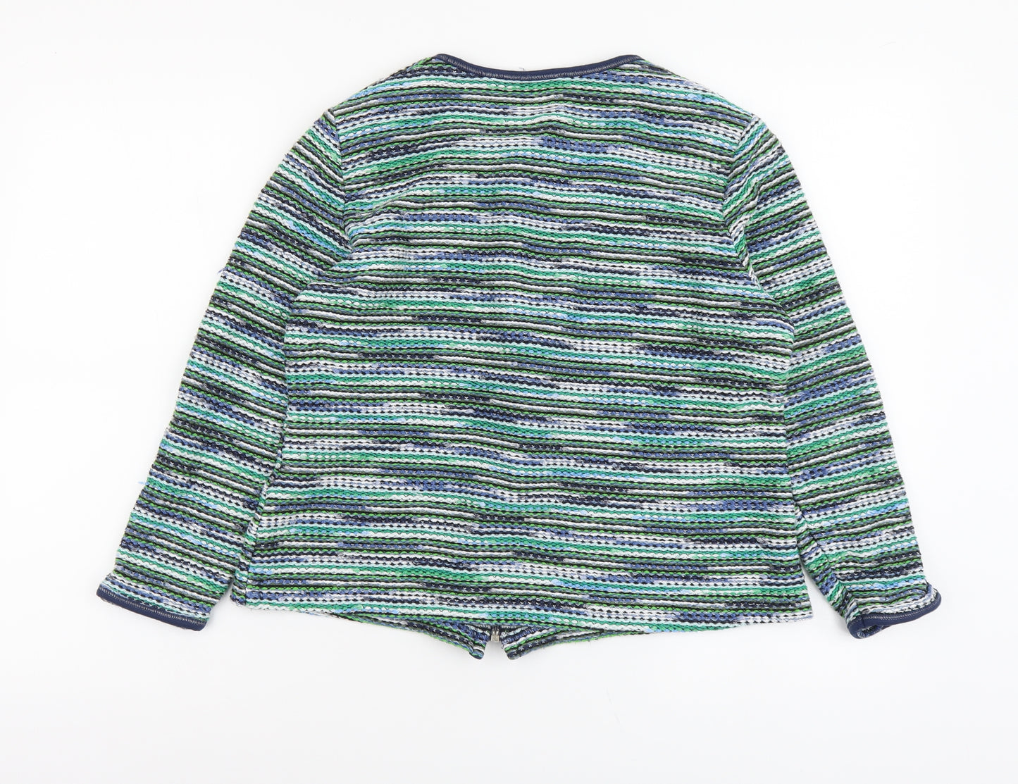 Rabe Womens Green Roll Neck Striped Viscose Full Zip Jumper Size 14