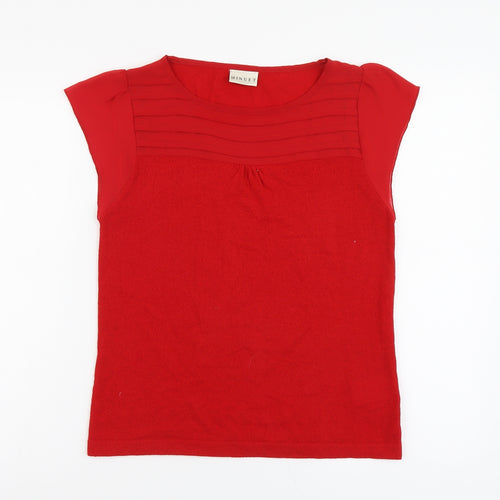 Minuet Womens Red Round Neck Acrylic Pullover Jumper Size 12