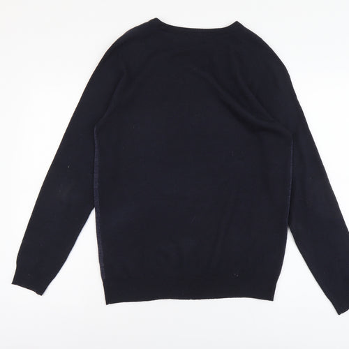 Red Herring Mens Blue Round Neck Acrylic Pullover Jumper Size S