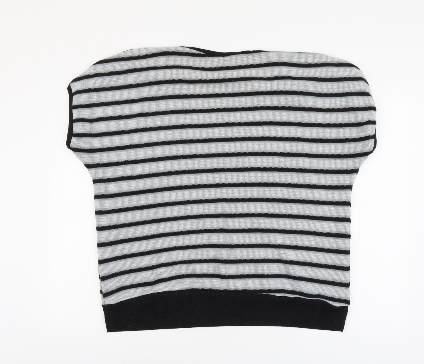 Samya Womens Grey Round Neck Striped Polyester Pullover Jumper Size 20