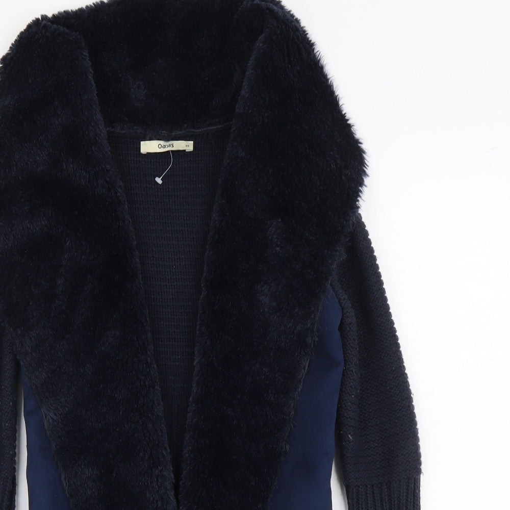 Oasis Womens Blue V-Neck Acrylic Cardigan Jumper Size XS
