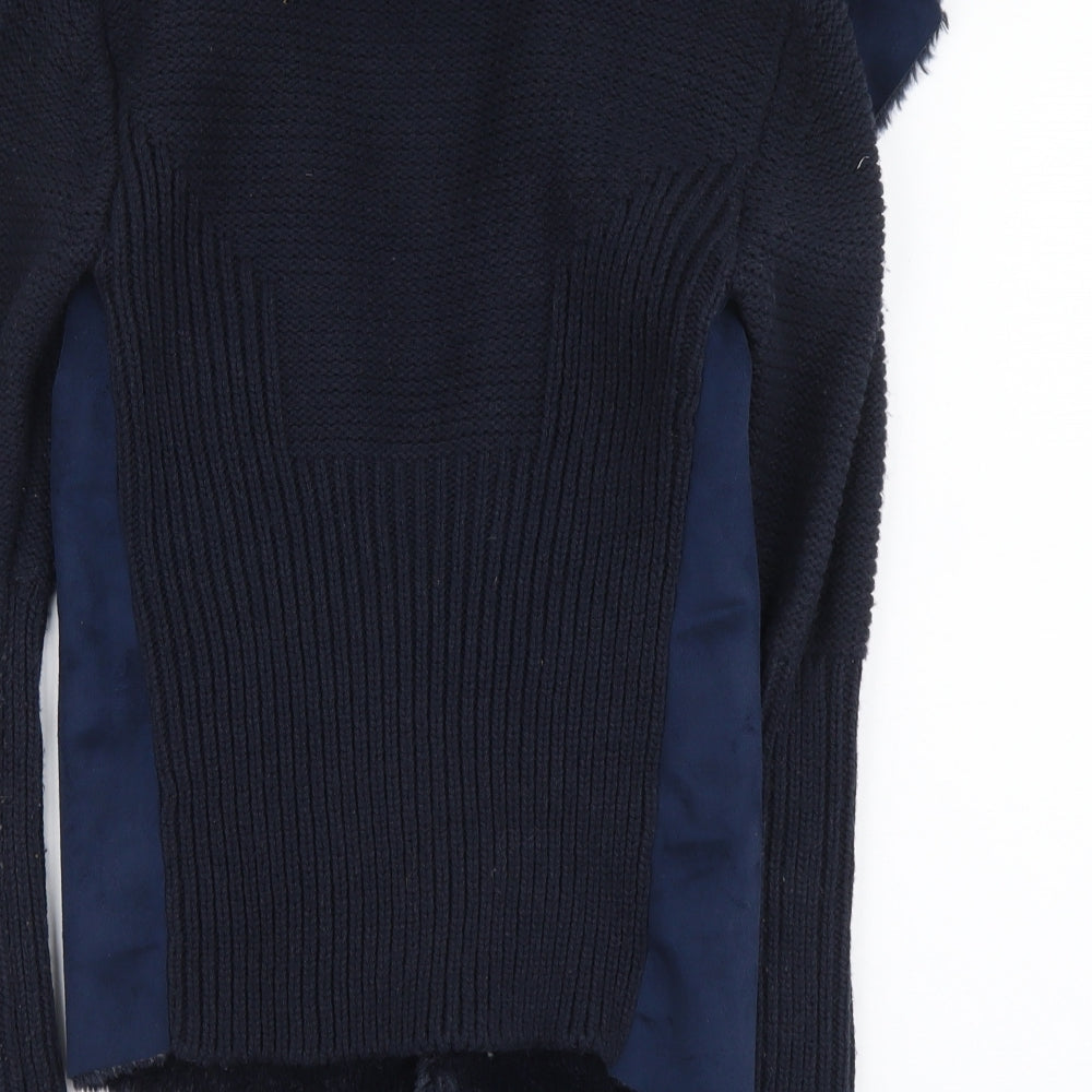 Oasis Womens Blue V-Neck Acrylic Cardigan Jumper Size XS