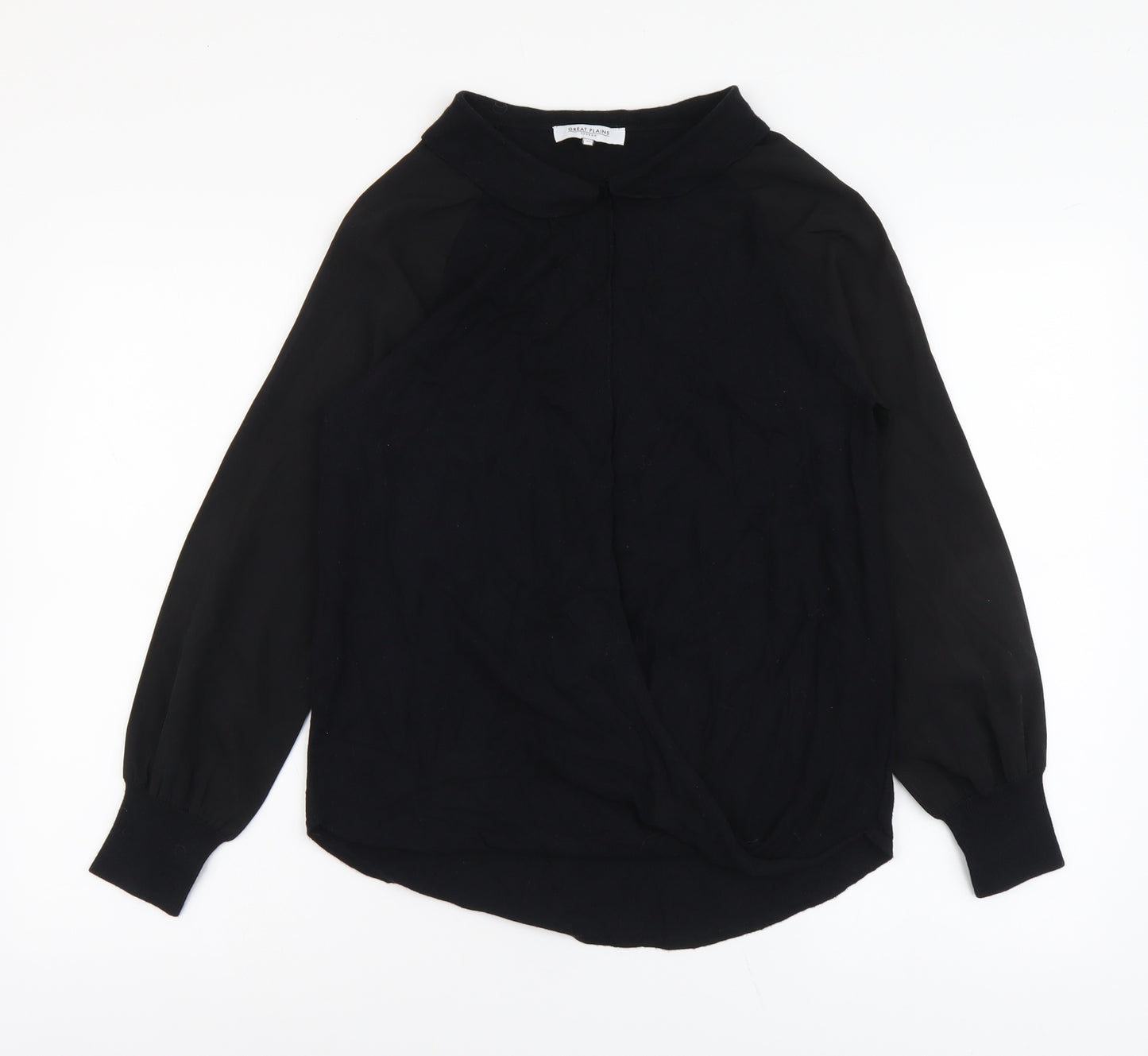 Great Plains Womens Black Round Neck Viscose Pullover Jumper Size XS - Collar