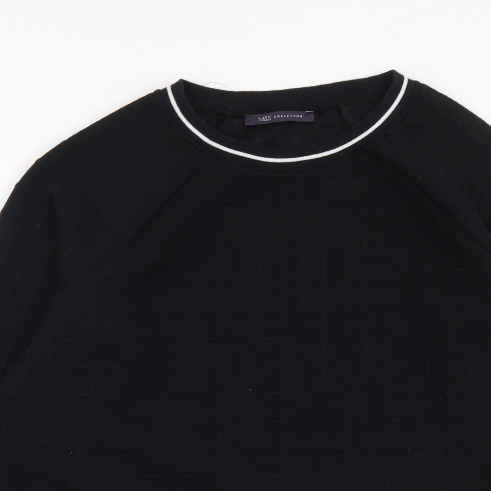 Marks and Spencer Womens Black Round Neck Polyester Pullover Jumper Size 12