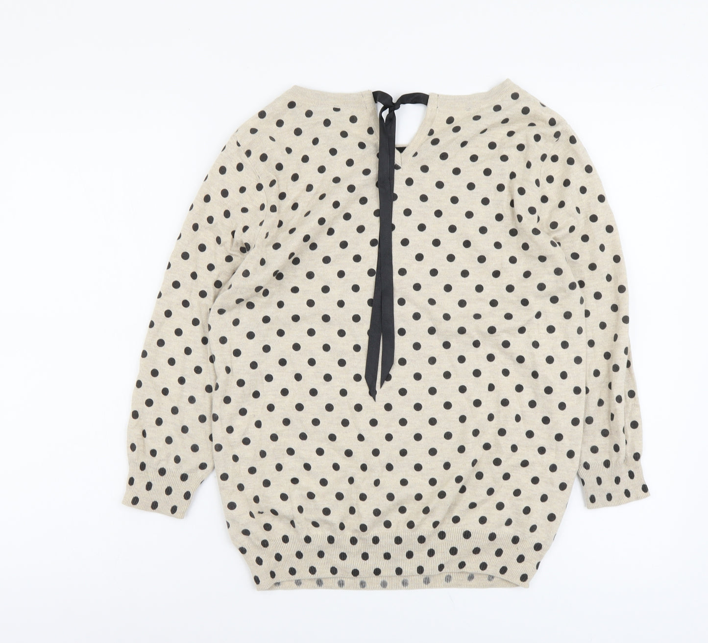 Wallis Womens Beige Roll Neck Polka Dot Acrylic Pullover Jumper Size 14