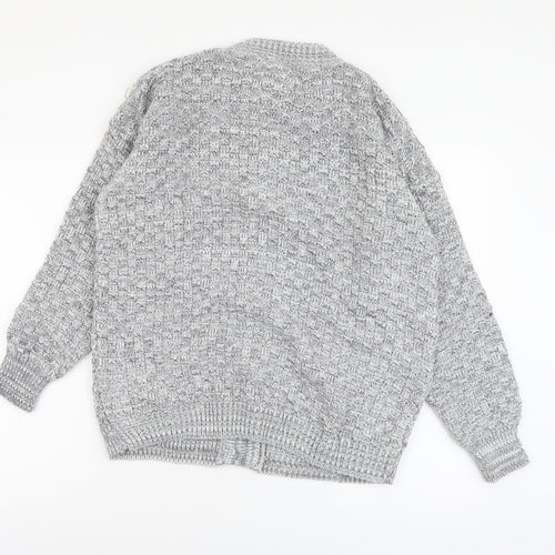 PINK Womens Grey Round Neck Acrylic Cardigan Jumper Size M