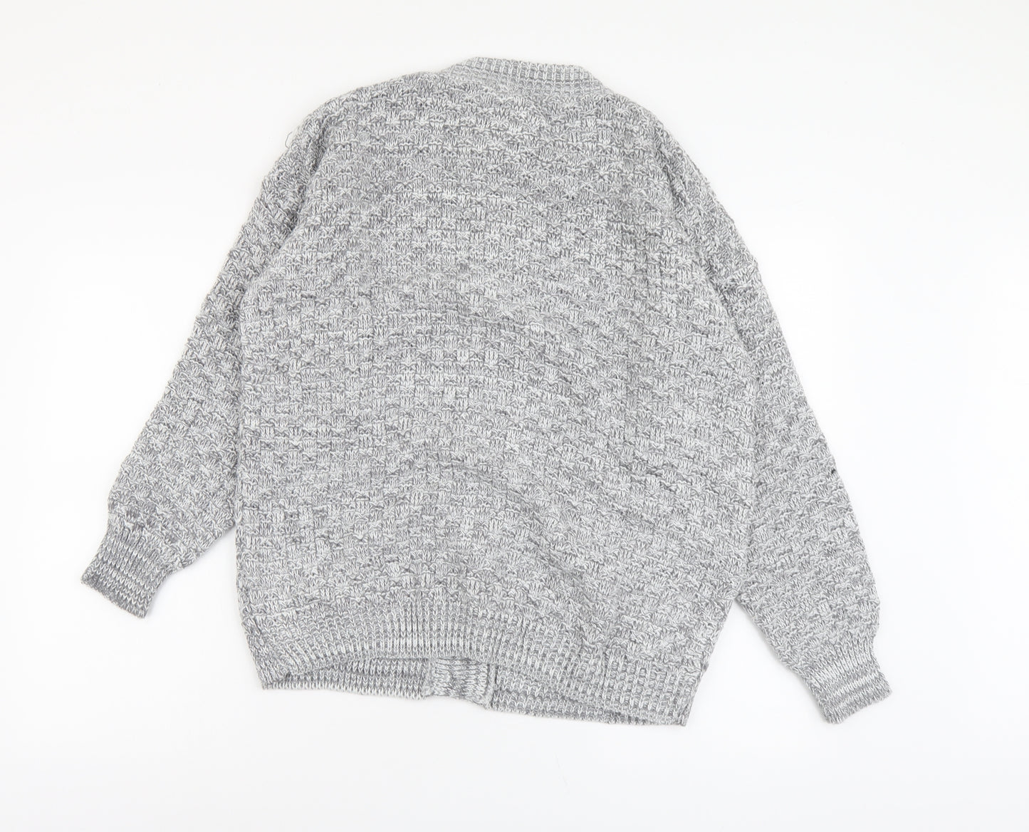 PINK Womens Grey Round Neck Acrylic Cardigan Jumper Size M