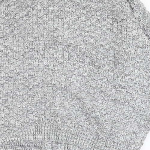 PINK Womens Grey Round Neck Acrylic Cardigan Jumper Size M