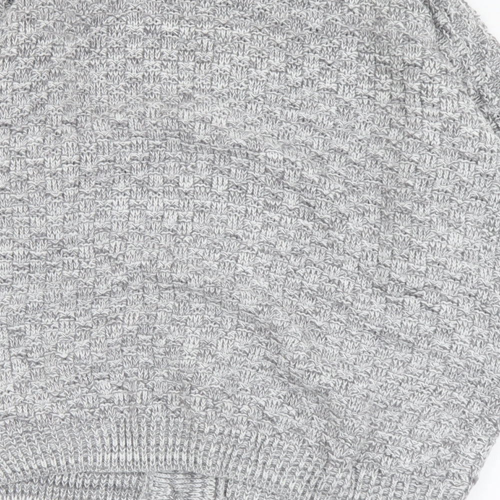 PINK Womens Grey Round Neck Acrylic Cardigan Jumper Size M