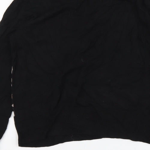 Papaya Womens Black Roll Neck Animal Print Viscose Cardigan Jumper Size 18