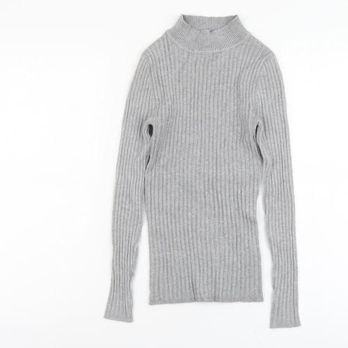 Atmosphere Womens Grey Mock Neck Viscose Pullover Jumper Size 12