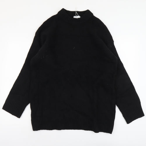 Bershka Womens Black Mock Neck Acrylic Pullover Jumper Size XS