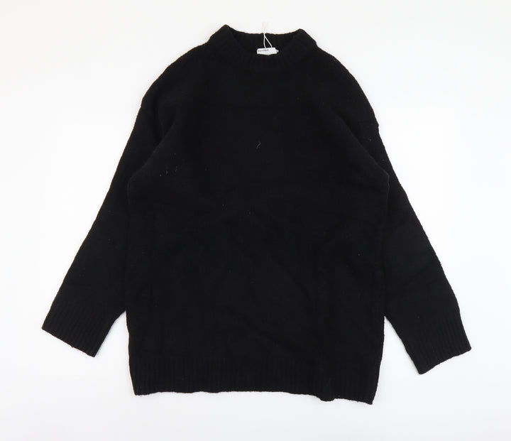 Bershka Womens Black Mock Neck Acrylic Pullover Jumper Size XS