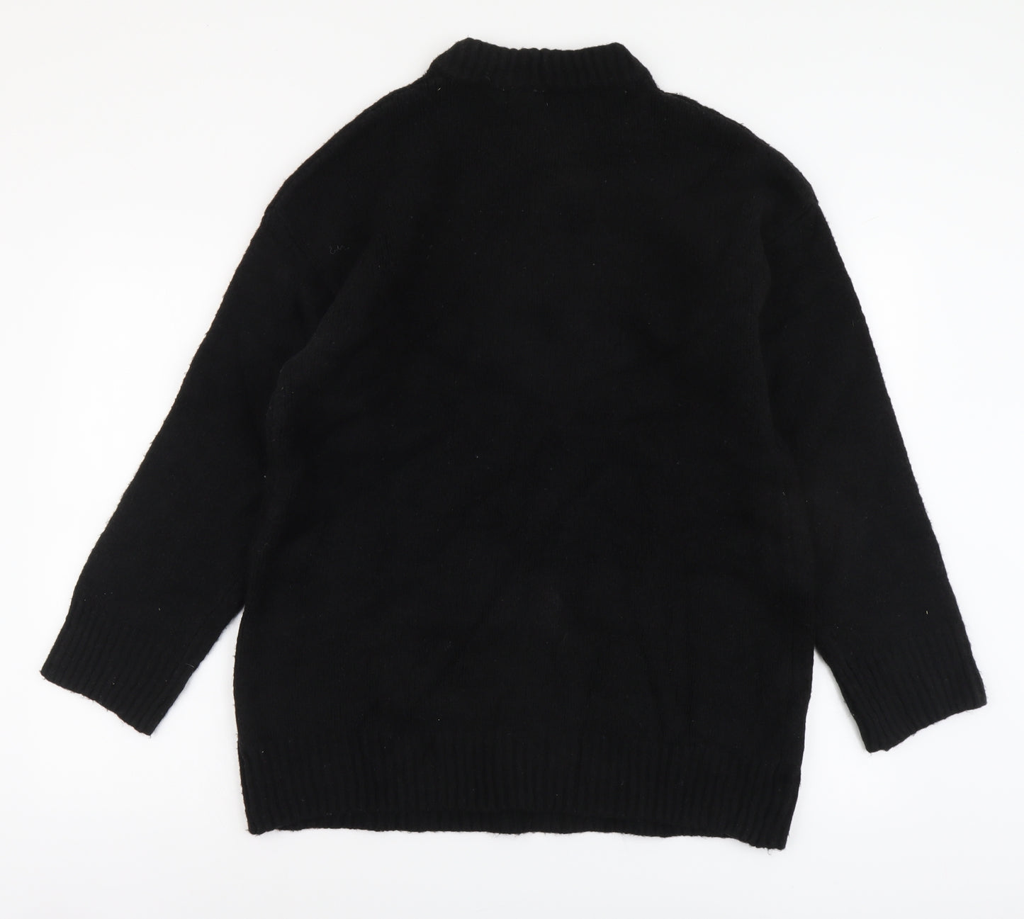 Bershka Womens Black Mock Neck Acrylic Pullover Jumper Size XS