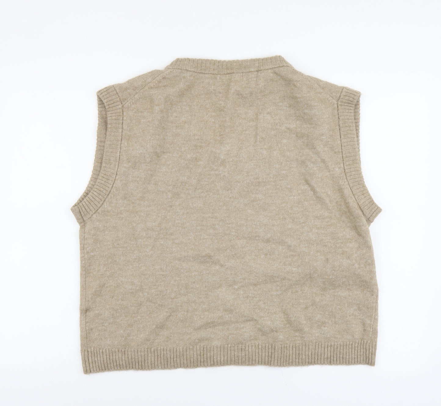 H&M Womens Beige V-Neck Polyester Vest Jumper Size S