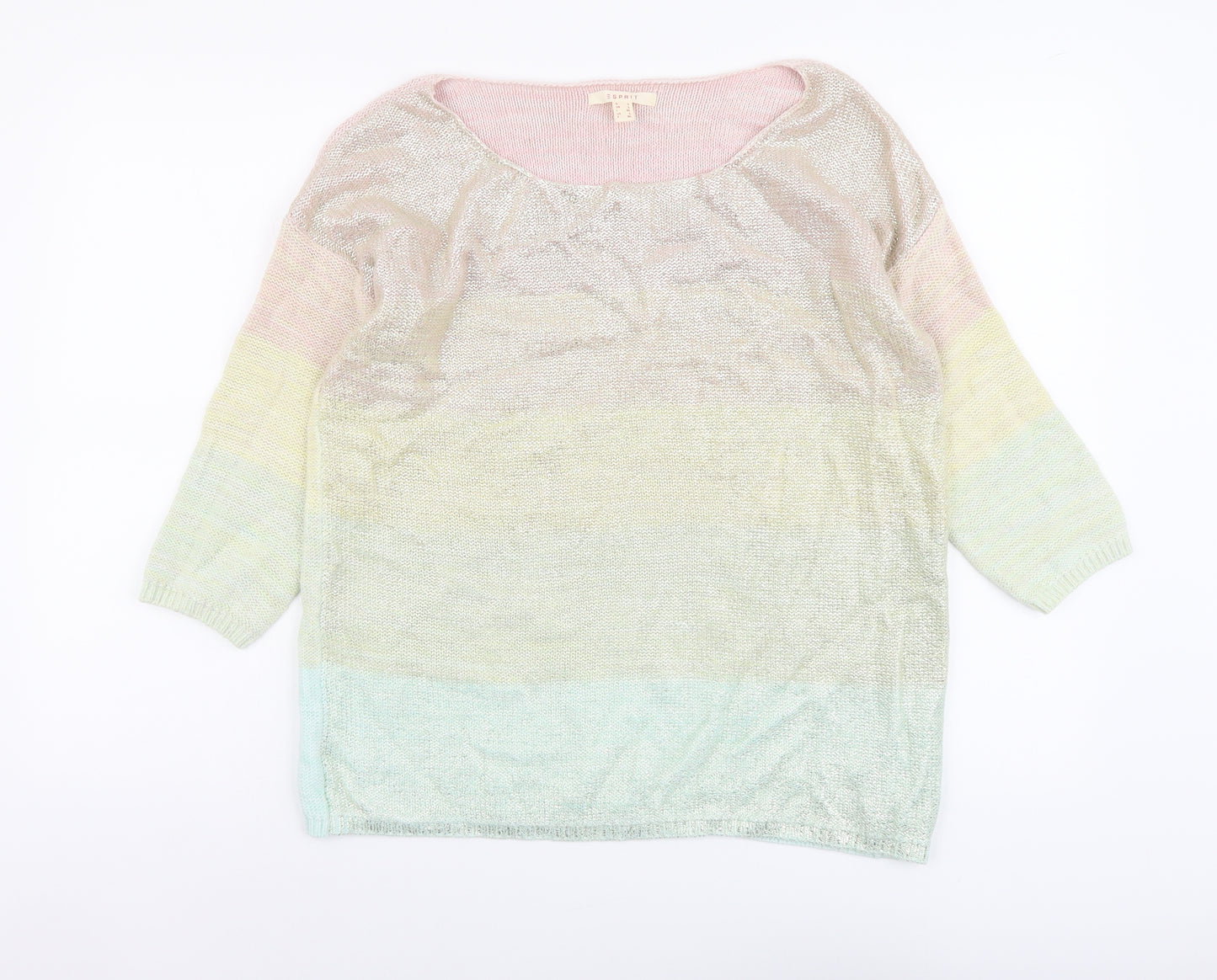 Esprit Womens Multicoloured Round Neck Striped Cotton Pullover Jumper Size L