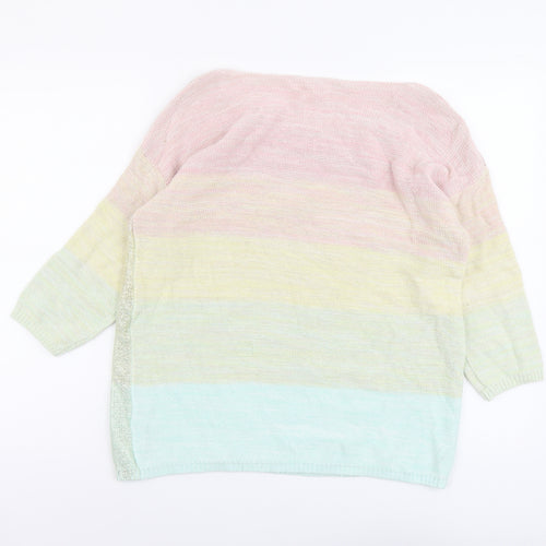 Esprit Womens Multicoloured Round Neck Striped Cotton Pullover Jumper Size L