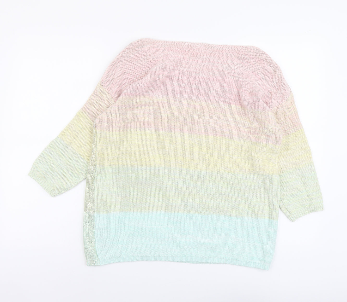 Esprit Womens Multicoloured Round Neck Striped Cotton Pullover Jumper Size L