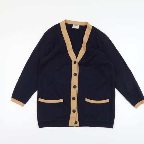 Eastex Womens Blue V-Neck Acrylic Cardigan Jumper Size M