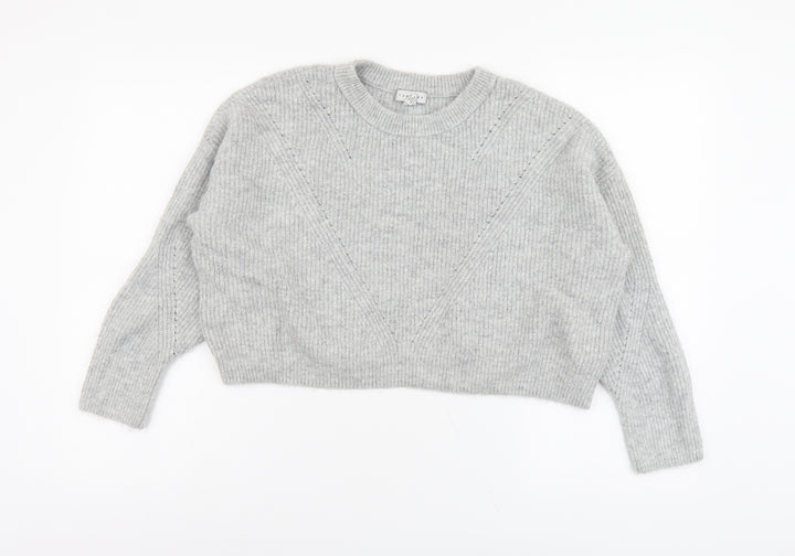 Topshop Womens Grey Round Neck Acrylic Pullover Jumper Size M - Cropped