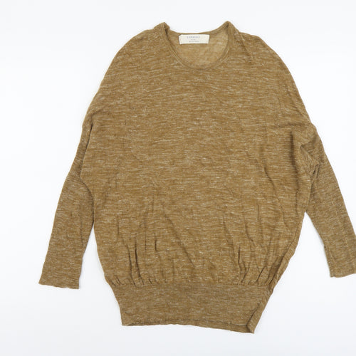 Zara Womens Brown Round Neck Acrylic Pullover Jumper Size S