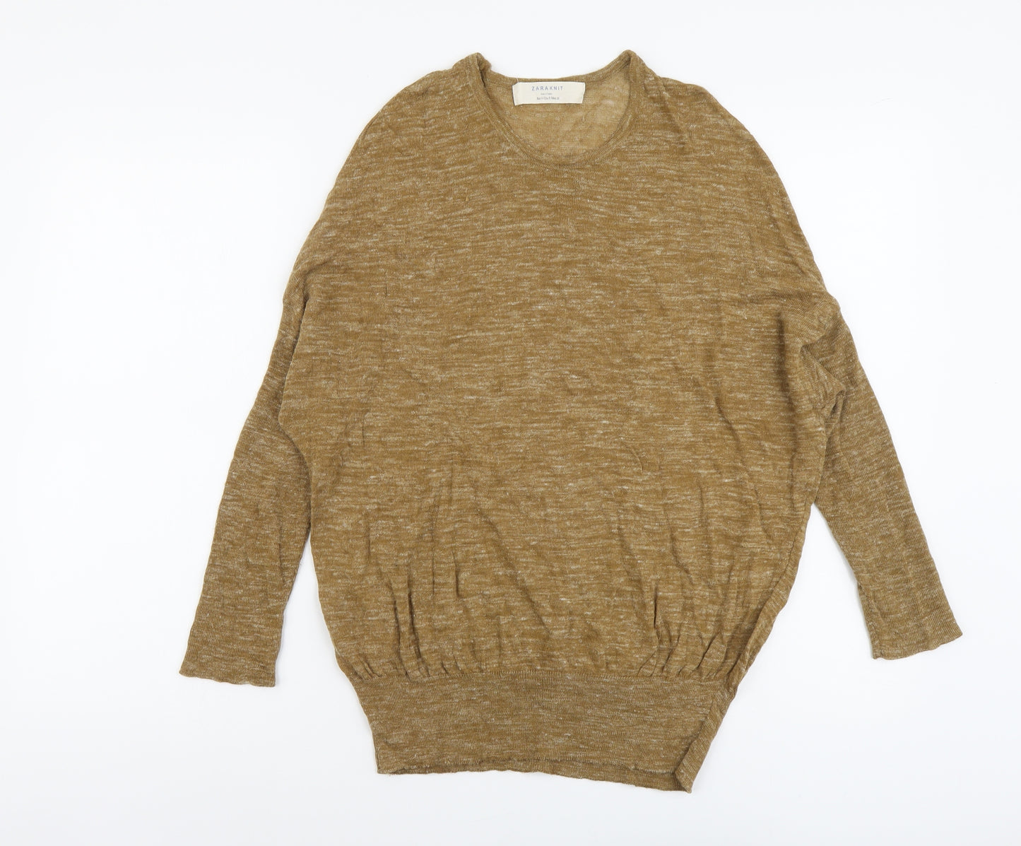 Zara Womens Brown Round Neck Acrylic Pullover Jumper Size S