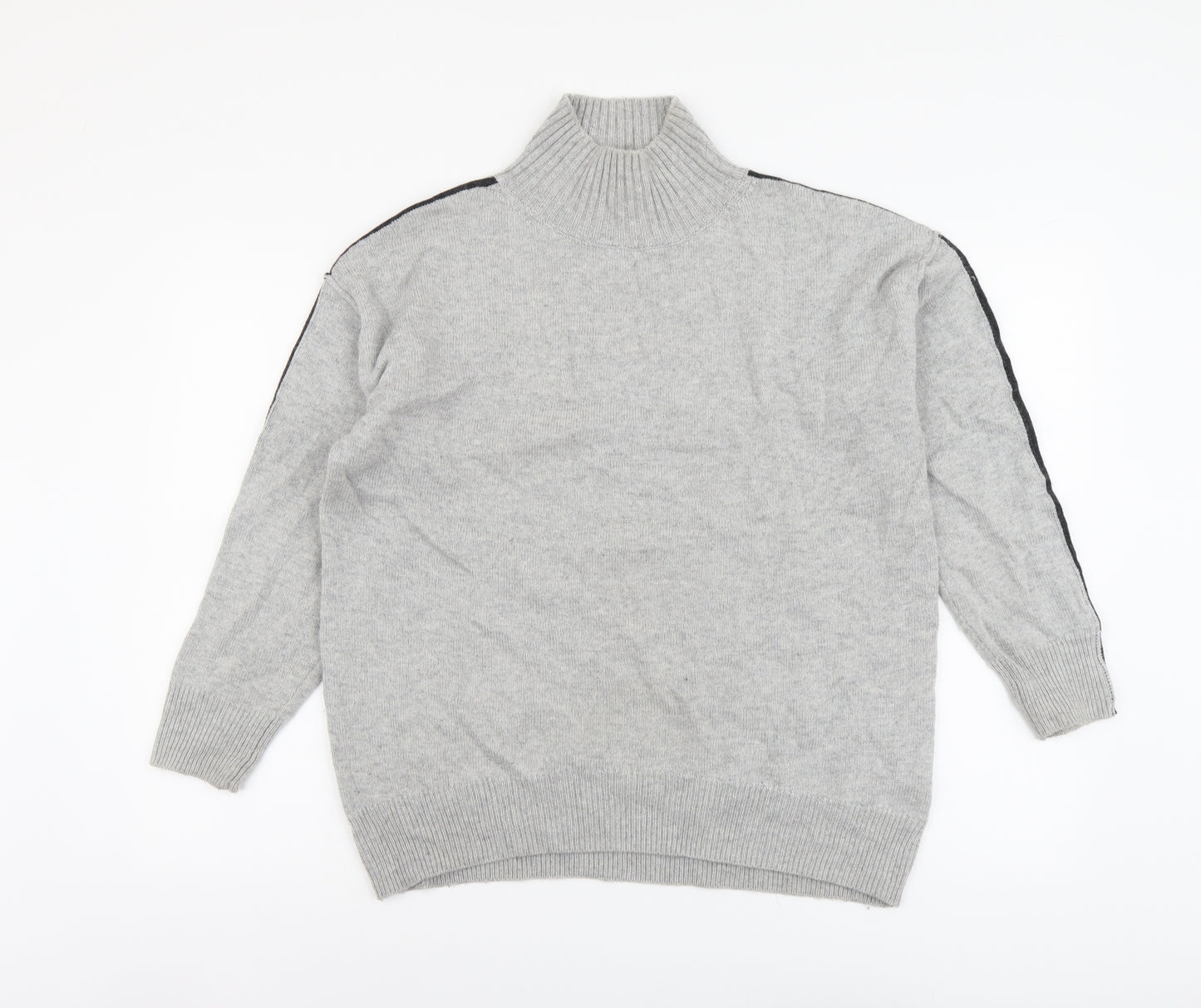 White Stuff Womens Grey Mock Neck Wool Pullover Jumper Size 14