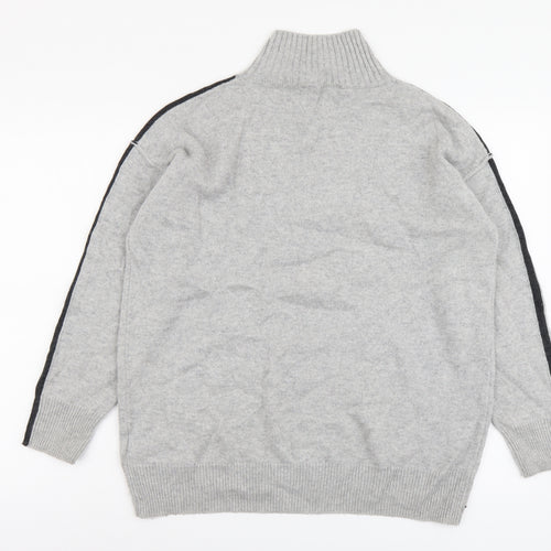 White Stuff Womens Grey Mock Neck Wool Pullover Jumper Size 14