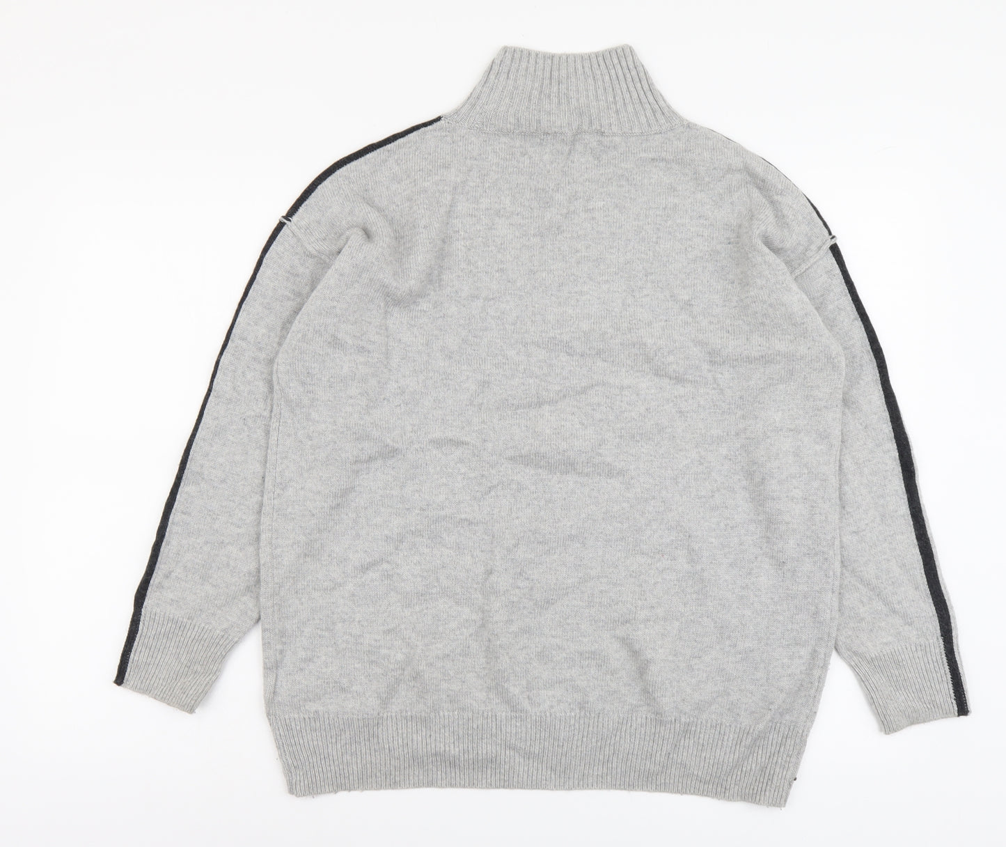 White Stuff Womens Grey Mock Neck Wool Pullover Jumper Size 14