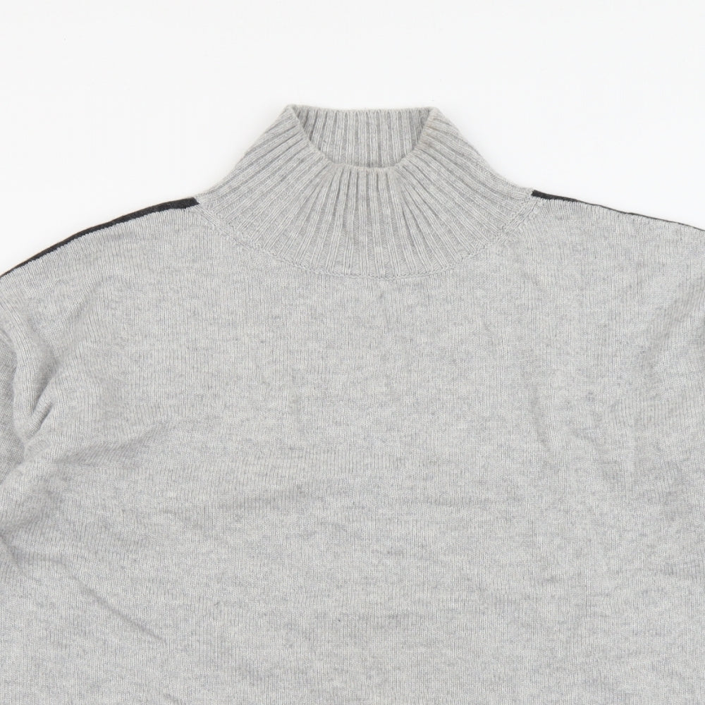 White Stuff Womens Grey Mock Neck Wool Pullover Jumper Size 14