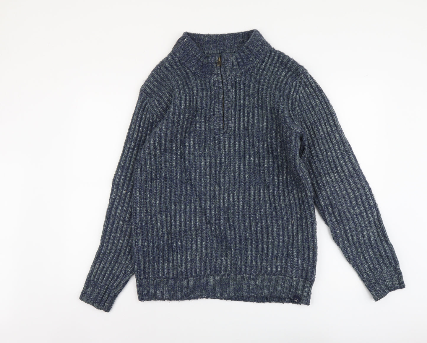 Fat Face Mens Blue High Neck Acrylic Pullover Jumper Size S