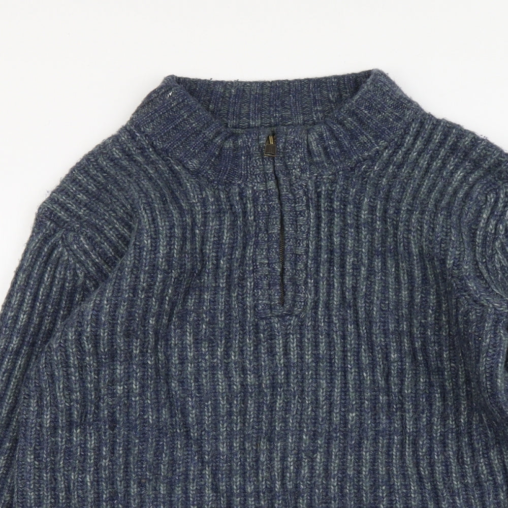 Fat Face Mens Blue High Neck Acrylic Pullover Jumper Size S