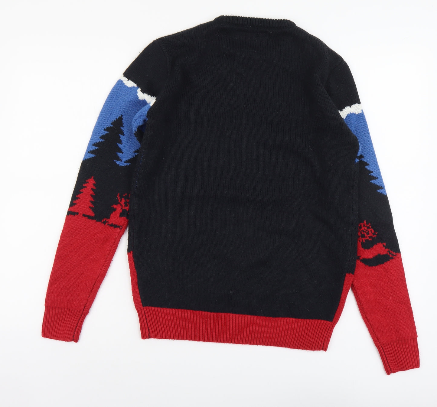 Cedar Wood State Mens Multicoloured Round Neck Geometric Acrylic Pullover Jumper Size XS - Christmas