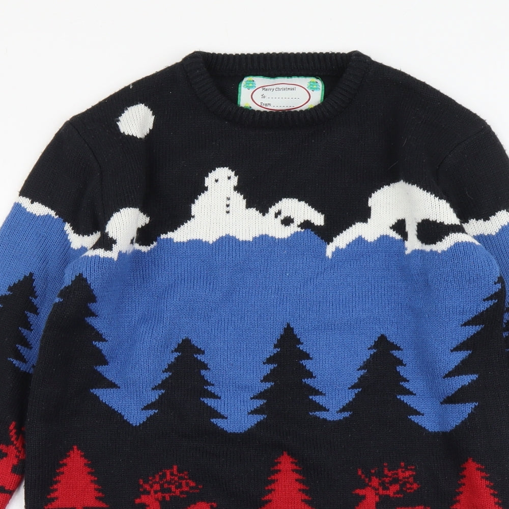 Cedar Wood State Mens Multicoloured Round Neck Geometric Acrylic Pullover Jumper Size XS - Christmas