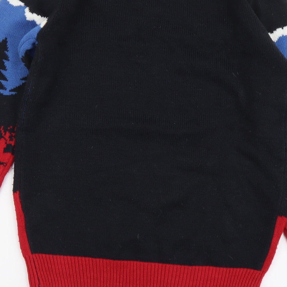 Cedar Wood State Mens Multicoloured Round Neck Geometric Acrylic Pullover Jumper Size XS - Christmas